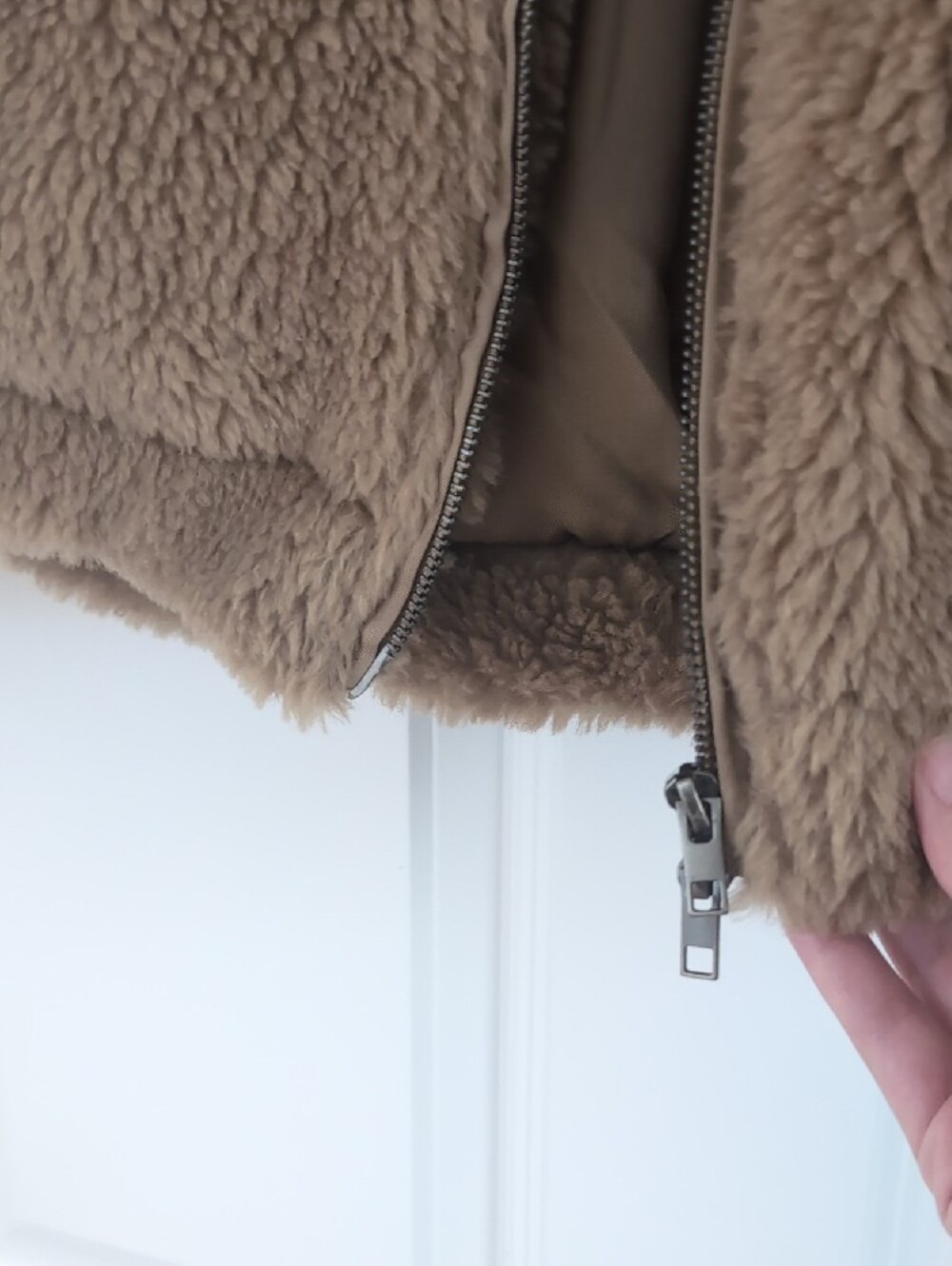 Elie. Tahari Plush Teddy Coat - Beige - Picture 5 of 6